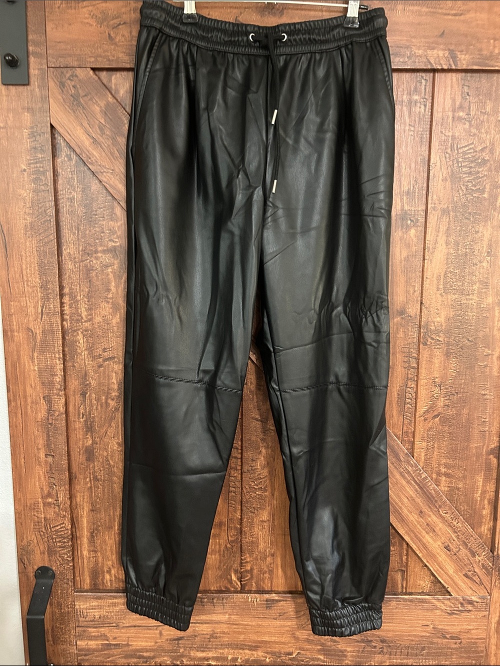 Zara Black Faux Leather Joggers